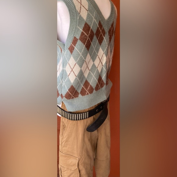 Jolt Argyle Printed Knit Sweater Vest Unisex Med GUC - Picture 4 of 11